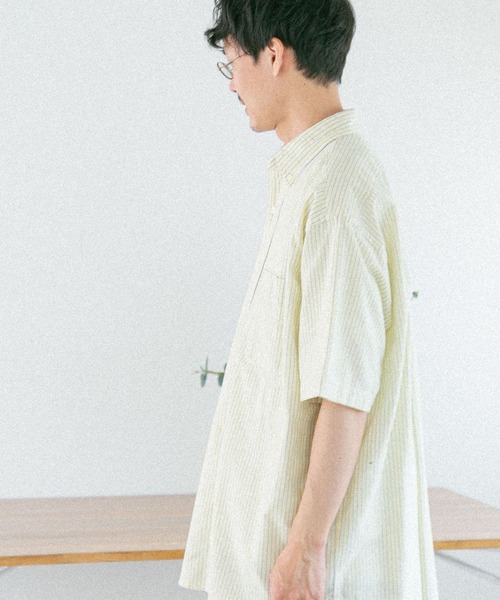 FORK&SPOON（フォークアンドスプーン）の「FORK&SPOON　ボタンダウンOXストライプショートスリーブシャツ（シャツ/ブラウス・メンズ・イエロー系その他/ブルー系その他・4/5/6）」の20枚目の写真