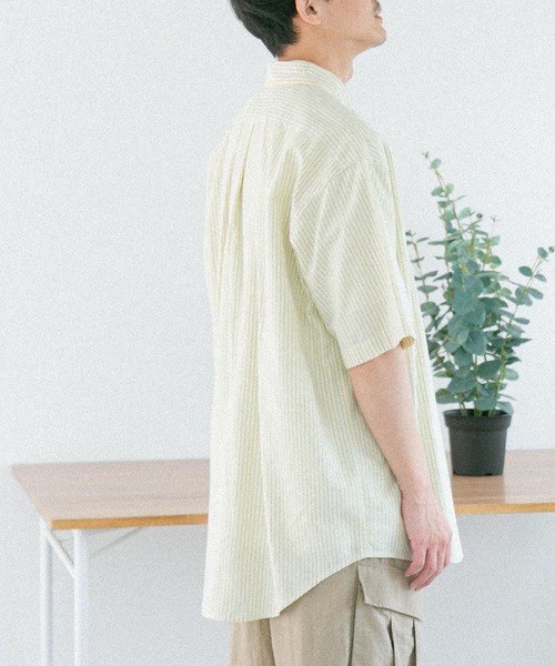 FORK&SPOON（フォークアンドスプーン）の「FORK&SPOON　ボタンダウンOXストライプショートスリーブシャツ（シャツ/ブラウス・メンズ・イエロー系その他/ブルー系その他・4/5/6）」の8枚目の写真