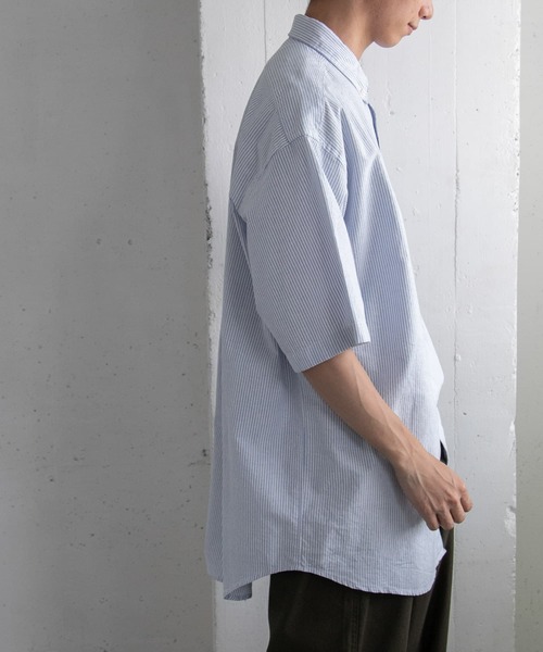 FORK&SPOON（フォークアンドスプーン）の「FORK&SPOON　ボタンダウンOXストライプショートスリーブシャツ（シャツ/ブラウス・メンズ・イエロー系その他/ブルー系その他・4/5/6）」の9枚目の写真