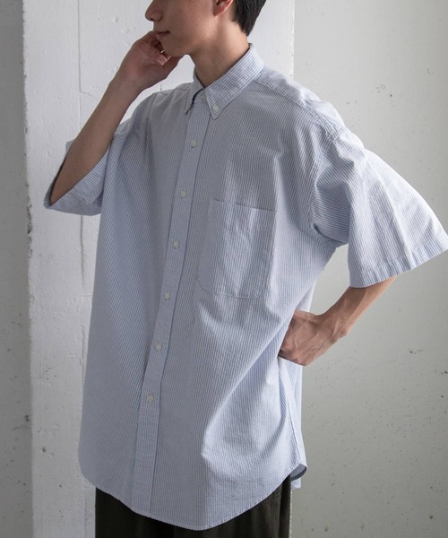 FORK&SPOON（フォークアンドスプーン）の「FORK&SPOON　ボタンダウンOXストライプショートスリーブシャツ（シャツ/ブラウス・メンズ・イエロー系その他/ブルー系その他・4/5/6）」の15枚目の写真