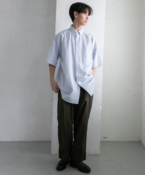 FORK&SPOON（フォークアンドスプーン）の「FORK&SPOON　ボタンダウンOXストライプショートスリーブシャツ（シャツ/ブラウス・メンズ・イエロー系その他/ブルー系その他・4/5/6）」の12枚目の写真