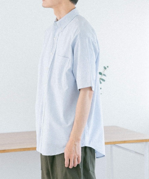 FORK&SPOON（フォークアンドスプーン）の「FORK&SPOON　ボタンダウンOXストライプショートスリーブシャツ（シャツ/ブラウス・メンズ・イエロー系その他/ブルー系その他・4/5/6）」の19枚目の写真