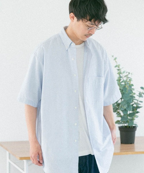 FORK&SPOON（フォークアンドスプーン）の「FORK&SPOON　ボタンダウンOXストライプショートスリーブシャツ（シャツ/ブラウス・メンズ・イエロー系その他/ブルー系その他・4/5/6）」の13枚目の写真