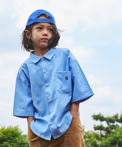 PAIRMANON STREET(ペアマノンストリート)の「【PAIRMANON STREET】オックスフォード半袖シャツ(シャツ/ブラウス・キッズ・イエロー/ブルー/ブラック・120/110/90/100/140/150/130)」の1枚目の写真