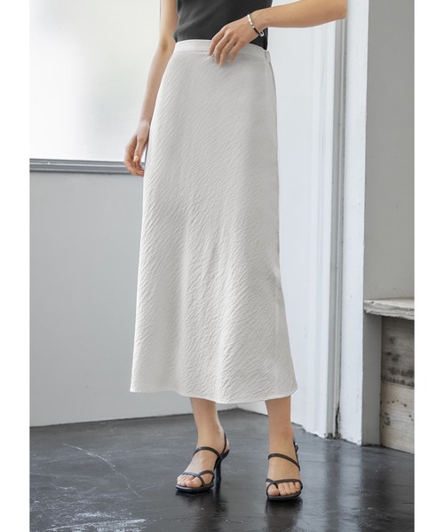 【関税込み】Jil Sander ホワイト Aライン マキシスカート シボ感しなやかナローAラインスカート（スカート）｜STYLE DELI