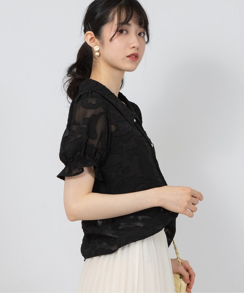pumpkin port(パンプキンポート)の「パール釦 シアー 花柄 ブラウス(シャツ/ブラウス・レディース・ブラック/アイボリー・MEDIUM)」の21枚目の写真