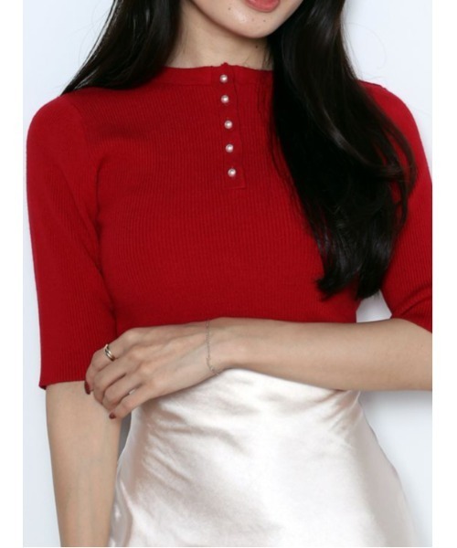 MERCURYDUO（マーキュリーデュオ）の「2WAYリボンカットアウトニット（ニット/セーター・レディース・ブラック/オフホワイト/ダークブラウン/レッド・FREE）」の4枚目の写真