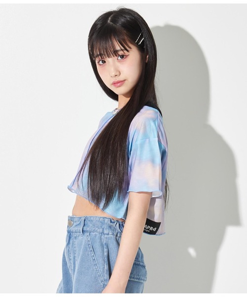 ANAP GｉRL（アナップガール）の「R+Sタイダイ柄ショートトップスTシャツ（Tシャツ/カットソー・キッズ・その他/ブラック・XS/M/S）」の12枚目の写真