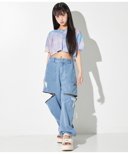 ANAP GｉRL（アナップガール）の「R+Sタイダイ柄ショートトップスTシャツ（Tシャツ/カットソー・キッズ・その他/ブラック・XS/M/S）」の9枚目の写真