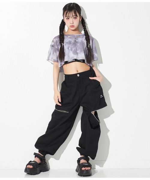 ANAP GｉRL（アナップガール）の「R+Sタイダイ柄ショートトップスTシャツ（Tシャツ/カットソー・キッズ・その他/ブラック・XS/M/S）」の11枚目の写真