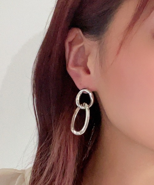 CHOUEL closet】ダブルフープメタルピアス（ピアス（両耳用