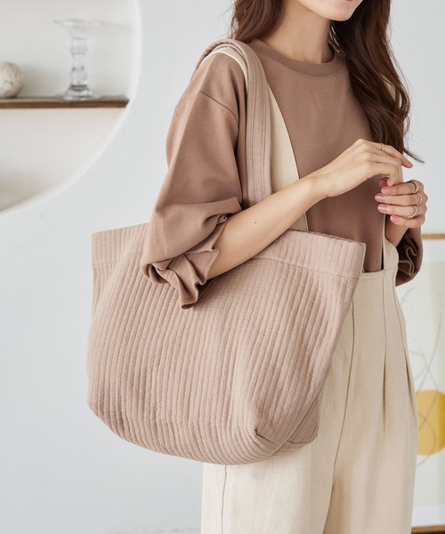 KOBE LETTUCE（コウベレタス）の「Nubesラージトートバッグ（トートバッグ・レディース・ピンク/ベージュ/ミント/アイボリー/チャコールグレー・FREE）」の4枚目の写真