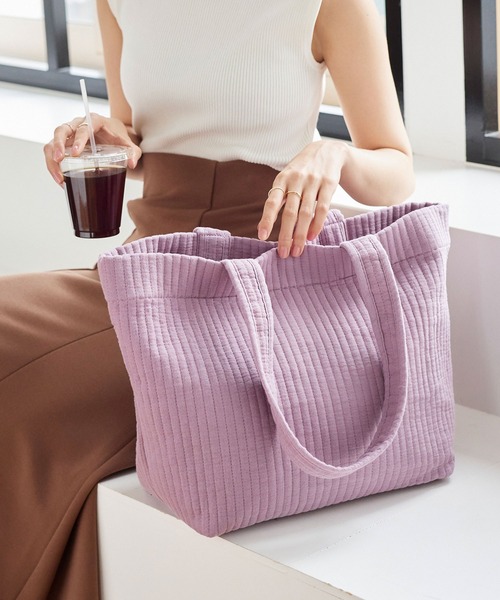 KOBE LETTUCE（コウベレタス）の「Nubesラージトートバッグ（トートバッグ・レディース・ピンク/ベージュ/ミント/アイボリー/チャコールグレー・FREE）」の5枚目の写真