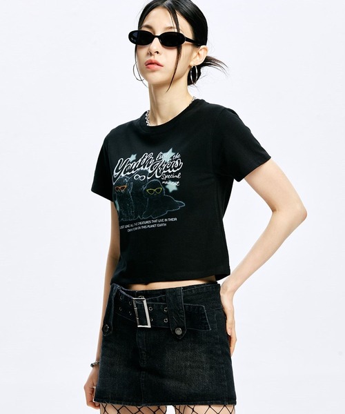 ALAND（エーランド）の「YOUTHKREW／CALLI DOGGY T 2970880（Tシャツ/カットソー・レディース・ホワイト/ブラック・FREE）」の9枚目の写真