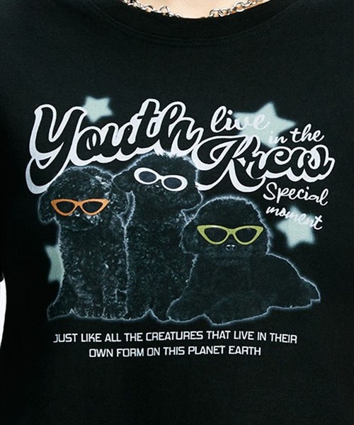 ALAND（エーランド）の「YOUTHKREW／CALLI DOGGY T 2970880（Tシャツ/カットソー・レディース・ホワイト/ブラック・FREE）」の5枚目の写真