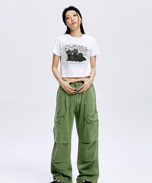 ALAND（エーランド）の「YOUTHKREW／CALLI DOGGY T 2970880（Tシャツ/カットソー・レディース・ホワイト/ブラック・FREE）」の8枚目の写真