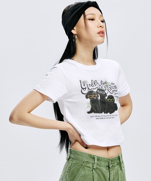 ALAND（エーランド）の「YOUTHKREW／CALLI DOGGY T 2970880（Tシャツ/カットソー・レディース・ホワイト/ブラック・FREE）」の11枚目の写真