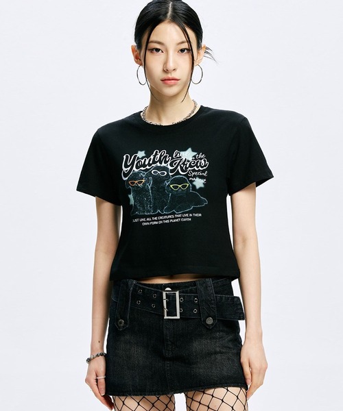 ALAND（エーランド）の「YOUTHKREW／CALLI DOGGY T 2970880（Tシャツ/カットソー・レディース・ホワイト/ブラック・FREE）」の14枚目の写真
