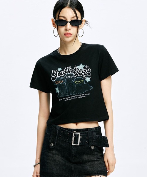 ALAND（エーランド）の「YOUTHKREW／CALLI DOGGY T 2970880（Tシャツ/カットソー・レディース・ホワイト/ブラック・FREE）」の16枚目の写真