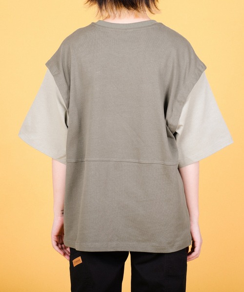 S'more(スモア)の「2WAY REMOVABLE SLEEVE COTTON CREW NECK BIG S/S T-SHIRT (SS)(Tシャツ/カットソー・レディース・ブラウン/グリーン・MEDIUM/SMALL/LARGE)」の7枚目の写真
