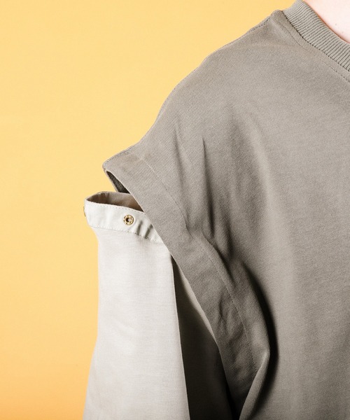 S'more(スモア)の「2WAY REMOVABLE SLEEVE COTTON CREW NECK BIG S/S T-SHIRT (SS)(Tシャツ/カットソー・レディース・ブラウン/グリーン・MEDIUM/SMALL/LARGE)」の8枚目の写真