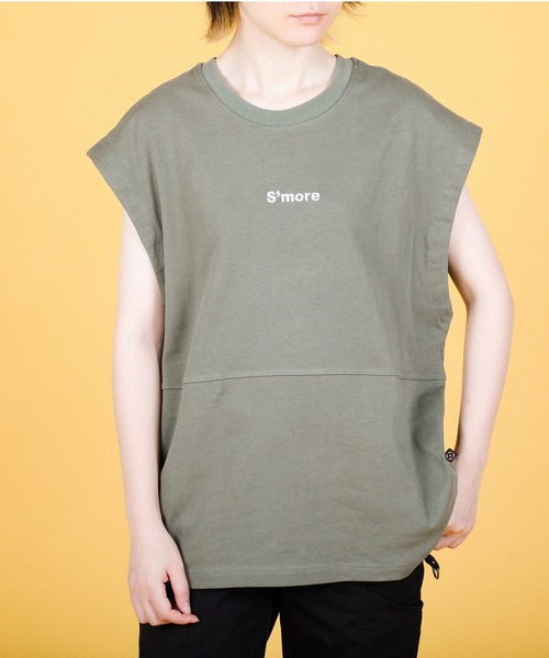 S'more(スモア)の「2WAY REMOVABLE SLEEVE COTTON CREW NECK BIG S/S T-SHIRT (SS)(Tシャツ/カットソー・レディース・ブラウン/グリーン・MEDIUM/SMALL/LARGE)」の10枚目の写真