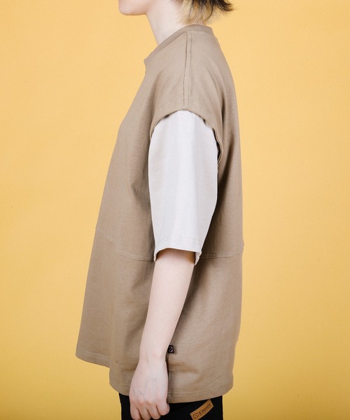 S'more(スモア)の「2WAY REMOVABLE SLEEVE COTTON CREW NECK BIG S/S T-SHIRT (SS)(Tシャツ/カットソー・レディース・ブラウン/グリーン・MEDIUM/SMALL/LARGE)」の12枚目の写真