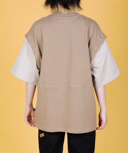 S'more(スモア)の「2WAY REMOVABLE SLEEVE COTTON CREW NECK BIG S/S T-SHIRT (SS)(Tシャツ/カットソー・レディース・ブラウン/グリーン・MEDIUM/SMALL/LARGE)」の13枚目の写真