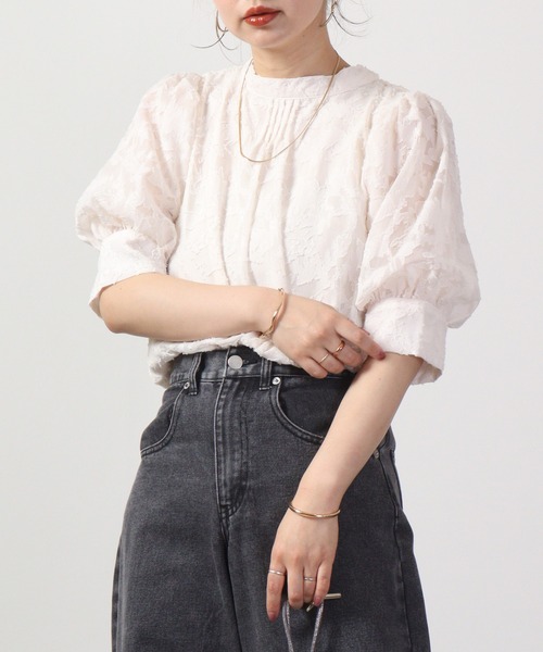 Blasty（ブラスティー）の「BLASTY ジャガードブラウス（シャツ/ブラウス・レディース・ブラック/オフホワイト/アイボリー・M）」の14枚目の写真