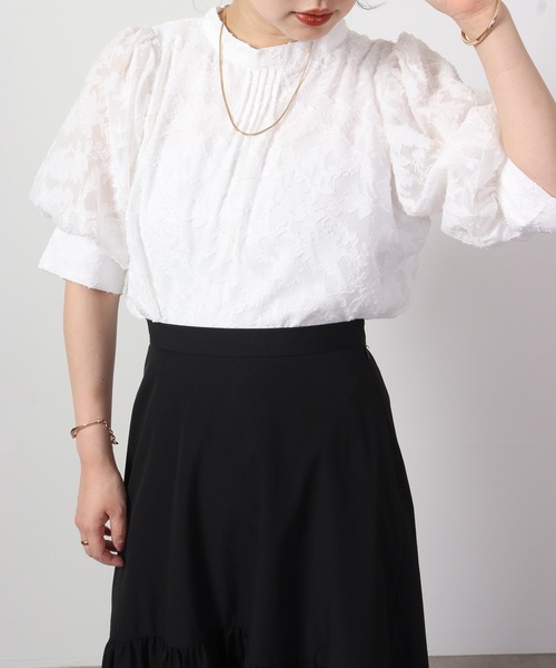 Blasty（ブラスティー）の「BLASTY ジャガードブラウス（シャツ/ブラウス・レディース・ブラック/オフホワイト/アイボリー・M）」の4枚目の写真