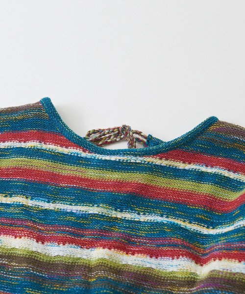 CUBE SUGAR（キューブシュガー）の「かすり染マルチボーダーニット前後2WAYプルオーバー（ニット/セーター・レディース・ネイビー/チャコールグレー/グリーン・M）」の17枚目の写真