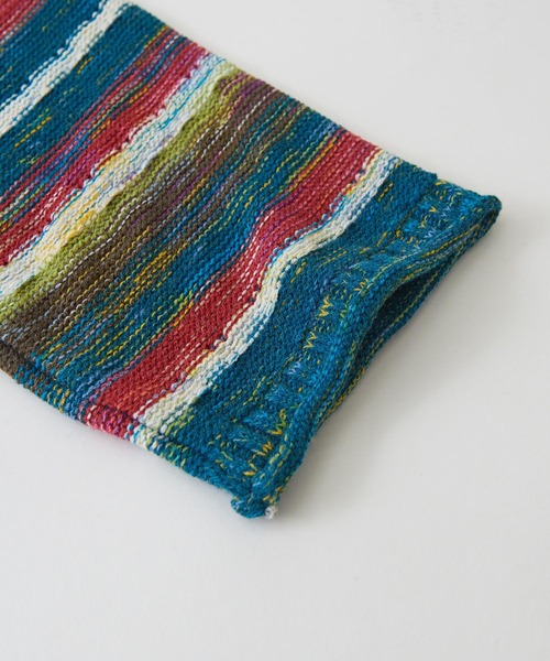 CUBE SUGAR（キューブシュガー）の「かすり染マルチボーダーニット前後2WAYプルオーバー（ニット/セーター・レディース・ネイビー/チャコールグレー/グリーン・M）」の18枚目の写真