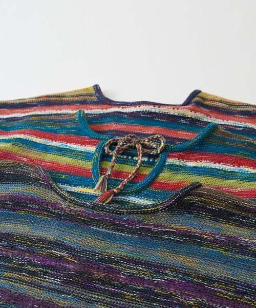 CUBE SUGAR（キューブシュガー）の「かすり染マルチボーダーニット前後2WAYプルオーバー（ニット/セーター・レディース・ネイビー/チャコールグレー/グリーン・M）」の22枚目の写真