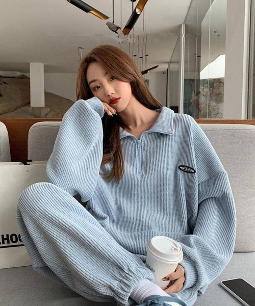 sevens（セブンズ）の「【sevens】ハーフジップニットセットアップ