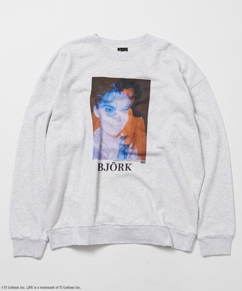スクリーンスターズ ダメージ加工 スウェット ビョーク（Bjork） 別注 LIFE Bjork ビョーク コラボ フォト スウェット ダメージ