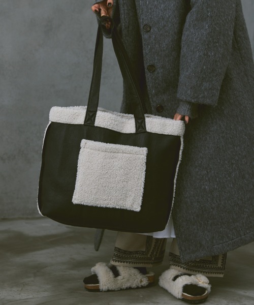 manana suerte（マニャーナスエルテ）の「ムートンボアトートバッグ（トートバッグ・レディース・ブラック・FREE）」の19枚目の写真