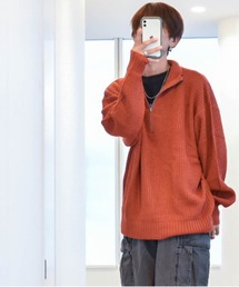 ZEGNA ゼニア スポーツ ハーフジップ ウール混 セーター オレンジ L相当 ハーフジップ」に該当するニット/セーター（オレンジ/橙色系