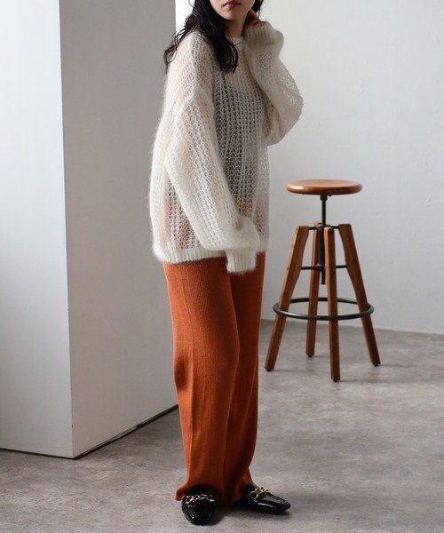 amini(アミニ)の「【2023 A/W新作】リブニットパンツ(スウェットパンツ・レディース・オレンジ/グレイッシュベージュ/ブラック/モスグリーン/アイボリー・MEDIUM)」の22枚目の写真