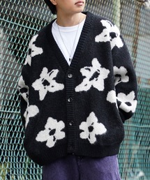 総柄ジャガード 起毛カーディガン / All-over Jacquard Brushed Cardigan