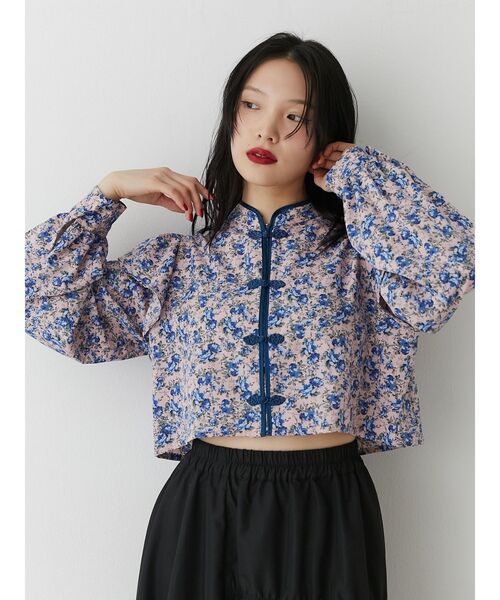 jouetie（ジュエティ）の「ショルダーフリルショートチャイナシャツ（シャツ/ブラウス・レディース・ブルー/ブラック/アイボリー/ピンク・MEDIUM）」の10枚目の写真