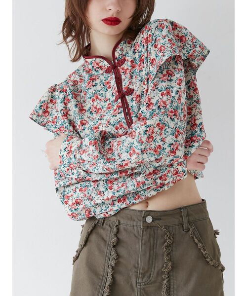 jouetie（ジュエティ）の「ショルダーフリルショートチャイナシャツ（シャツ/ブラウス・レディース・ブルー/ブラック/アイボリー/ピンク・MEDIUM）」の18枚目の写真