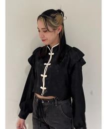 jouetie | ショルダーフリルショートチャイナシャツ(シャツ/ブラウス)