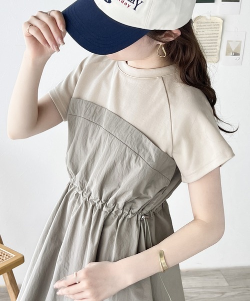 classicalelf（クラシカルエルフ）の「夏に大活躍！大人カジュアルでモードな印象に。ビスチェドッキングワンピース(無地＆ボーダー柄)（ワンピース・レディース・ベージュ系その他/ホワイト×ブラック/ブラック系その他/チャコールグレー×ブラック・X-LARGE/SMALL/MEDIUM/LARGE）」の4枚目の写真