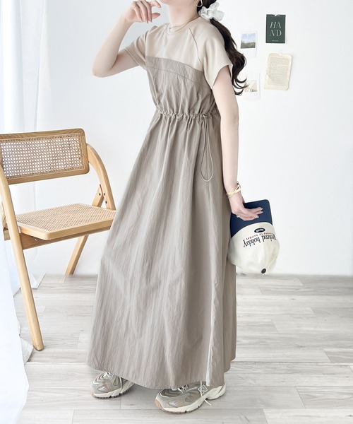 classicalelf（クラシカルエルフ）の「夏に大活躍！大人カジュアルでモードな印象に。ビスチェドッキングワンピース(無地＆ボーダー柄)（ワンピース・レディース・ベージュ系その他/ホワイト×ブラック/ブラック系その他/チャコールグレー×ブラック・X-LARGE/SMALL/MEDIUM/LARGE）」の9枚目の写真