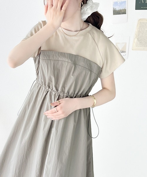 classicalelf（クラシカルエルフ）の「夏に大活躍！大人カジュアルでモードな印象に。ビスチェドッキングワンピース(無地＆ボーダー柄)（ワンピース・レディース・ベージュ系その他/ホワイト×ブラック/ブラック系その他/チャコールグレー×ブラック・X-LARGE/SMALL/MEDIUM/LARGE）」の10枚目の写真