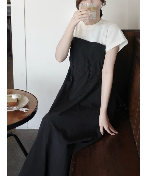 classicalelf(クラシカルエルフ)の「夏に大活躍!さらっと着て、こなれ見え。ビスチェドッキングワンピース(無地&ボーダー柄)(ワンピース・レディース・ベージュ系その他/ホワイト×ブラック/ブラック系その他/チャコールグレー×ブラック・X-LARGE/SMALL/MEDIUM/LARGE)」の5枚目の写真