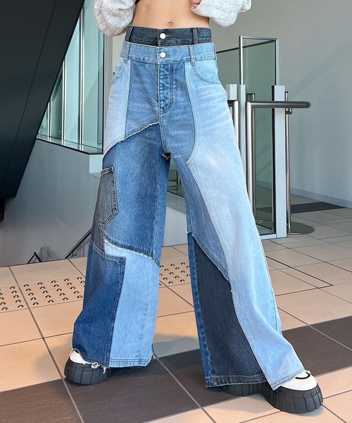PAGEBOY（ページボーイ）の「リメイクライクデニム（デニムパンツ・レディース・ブルー/ブラック・25inch/26inch）」の7枚目の写真