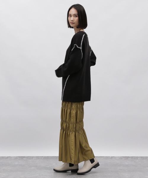 LAKOLE（ラコレ）の「3ゲージハンドステッチ風プルオーバー / 995960（ニット/セーター・レディース・ラベンダー/ライトグレー/ブラック/ナチュラル・SMALL/MEDIUM）」の7枚目の写真