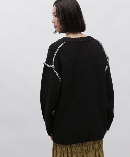 LAKOLE（ラコレ）の「3ゲージハンドステッチ風プルオーバー / 995960（ニット/セーター・レディース・ラベンダー/ライトグレー/ブラック/ナチュラル・SMALL/MEDIUM）」の9枚目の写真