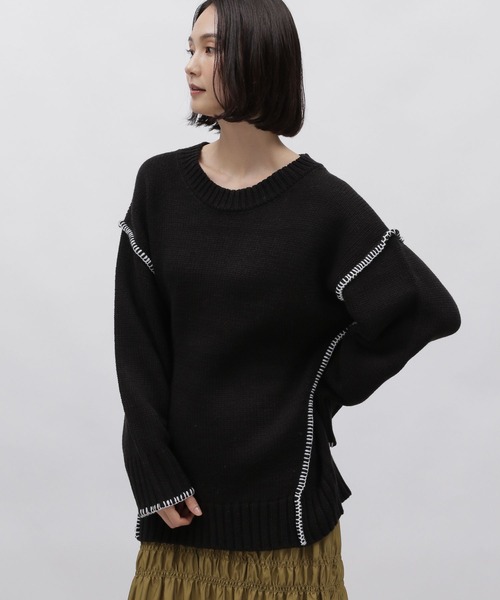 LAKOLE（ラコレ）の「3ゲージハンドステッチ風プルオーバー / 995960（ニット/セーター・レディース・ラベンダー/ライトグレー/ブラック/ナチュラル・SMALL/MEDIUM）」の11枚目の写真